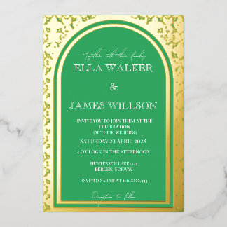 Invitation En Aluminium Arche Royale Blanche & SeaGreen (Uni)