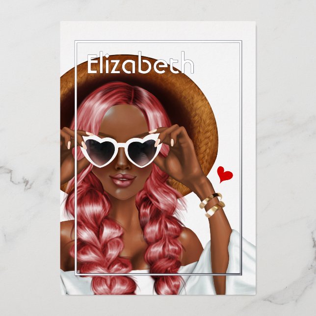 Invitation En Aluminium Argent et or été fête d'anniversaire Foil Invitat (Recto)