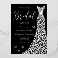 Argent Foil Heart Gown avec Fête des mariées noire