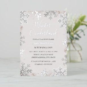 Invitation En Aluminium ARGENT FOIL Winter Onederland 1er anniversaire