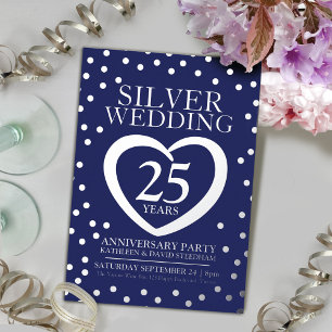 Invitation En Aluminium Argent mariage anniversaire 25e parti marine argen