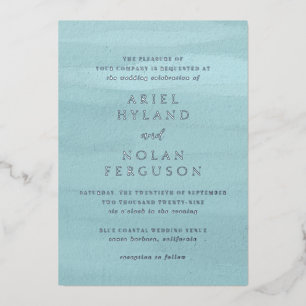Invitation En Aluminium Ariel Blue Abstract Aquarelle Mariage moderne