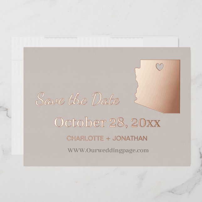 Invitation En Aluminium Arizona Mariage Enregistrer La Date Rose Gold (Enveloppe)