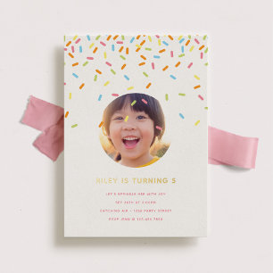 Invitation En Aluminium Arroser l'Anniversaire de enfant Parti Photo Gold