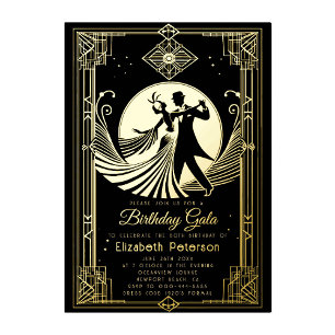 Invitation En Aluminium Art Déco Gatsby Roaring 20s Interdiction Anniversa
