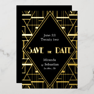 Invitation En Aluminium Art Déco Gatsby Vintage Enregistrer la date