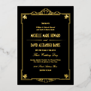 Invitation En Aluminium Art Déco Mariage Gold