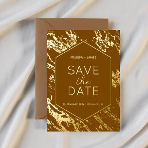 Invitation En Aluminium Art Déco Mariage Hexagon moderne Enregistrer la da