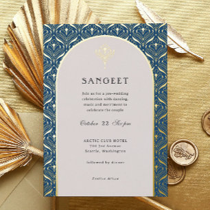 Invitation En Aluminium Art Déco or Floral Mariage indien Sangeet