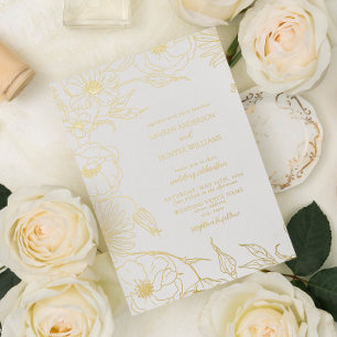 Invitation En Aluminium Art Moderne Art Floral Mariage Or