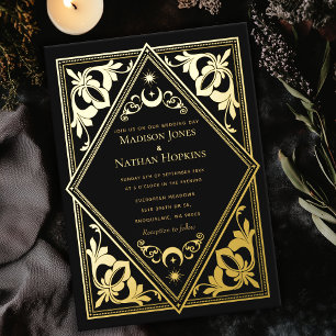 Invitation En Aluminium Art nouveau céleste Tarot Mariage gothique