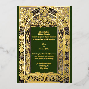 Invitation En Aluminium Art nouveau du feuillage de l'ère victorienne par