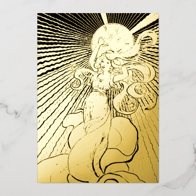 Invitation En Aluminium Art Nouveau Girl Avec Étoile Lumière Quinceañera (Recto)