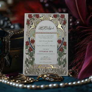 Invitation En Aluminium Art Nouveau islamique mariage bourguignon Mucha