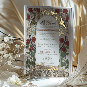 Invitation En Aluminium Art Nouveau islamique mariage bourguignon Mucha
