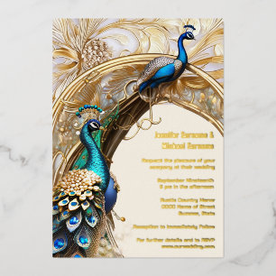 Invitation En Aluminium Art nouveau vintage indien chic décoratif paon