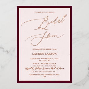 Invitation En Aluminium ArtsApp Luxe Calligraphie Bourgogne Rose Gold