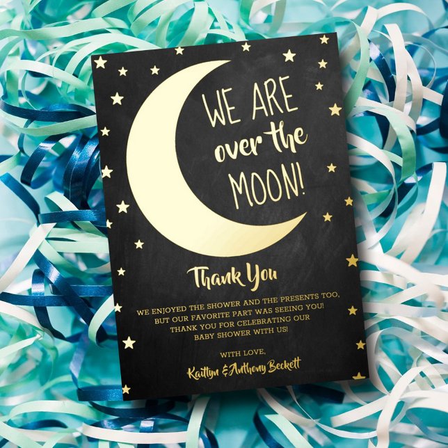 Invitation En Aluminium Au-Dessus De La Lune | Baby shower Merci réel (Créateur téléchargé)