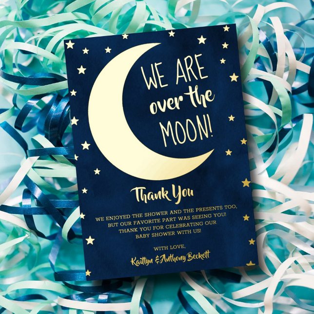 Invitation En Aluminium Au-Dessus De La Lune | Baby shower Merci réel (Créateur téléchargé)