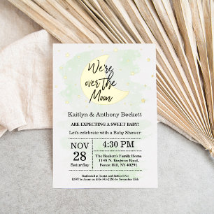 Invitation En Aluminium Au-Dessus De La Lune Baby shower neutre pour les