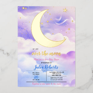 Invitation En Aluminium Au-Dessus Du Baby shower Lune