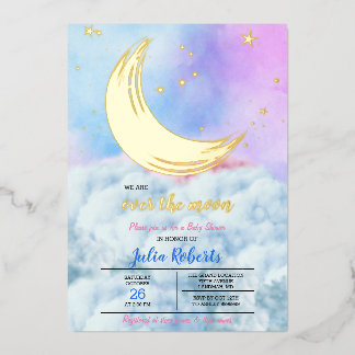 Invitation En Aluminium Au-Dessus Du Baby shower Lune