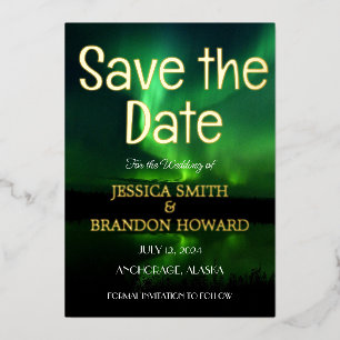 Invitation En Aluminium Aurora Borealis Northern Lights Mariage élégant