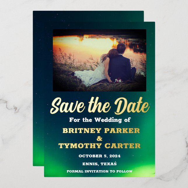 Invitation En Aluminium Aurora Borealis Sky QR Code Mariage photo (Recto/Verso)