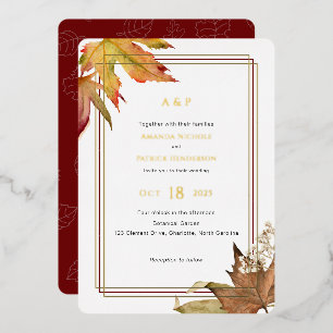 Invitation En Aluminium Automne moderne Feuilles d'automne, Mariage de jar