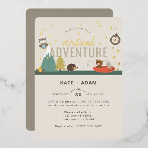 Invitation En Aluminium Aventure Baby shower virtuel Neutre Woodland