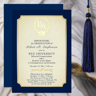 Invitation En Aluminium BA - Bachelor of Arts Degree College Graduation