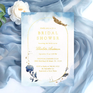 Invitation En Aluminium Baby Shower Bleu Aquarelle pour la Mariée