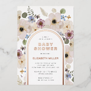 Invitation En Aluminium Baby shower Boho moderne