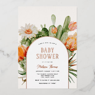 Invitation En Aluminium Baby shower Cactus Boho