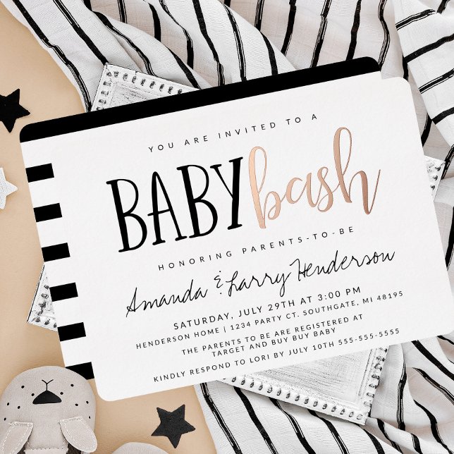 Invitation En Aluminium Baby shower Couples Bébé Bash (Créateur téléchargé)