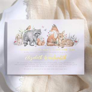 Invitation En Aluminium Baby shower d'animaux de la forêt boisée brillant 