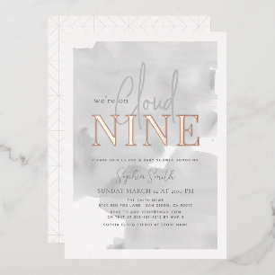 Invitation En Aluminium Baby shower d'aquarelle Cloud 9 Grey Sky