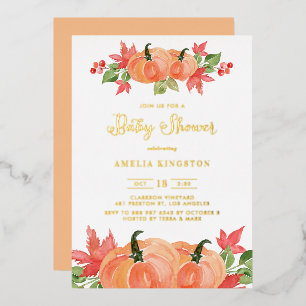 Invitation En Aluminium Baby shower d'automne Russe Citrouilles aquarelle