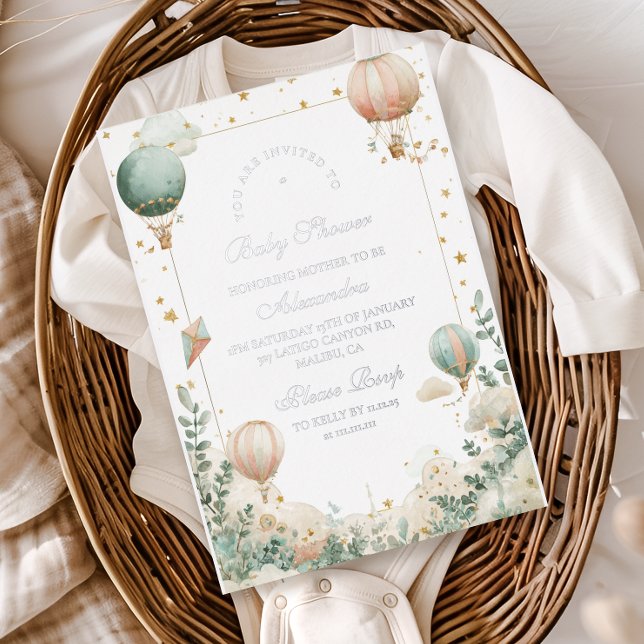 Invitation En Aluminium Baby shower de ballon à air chaud Whimsical (Créateur téléchargé)