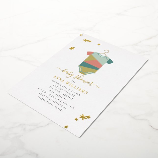 Invitation En Aluminium Baby shower de carrosserie moderne Unisex (Rotation)
