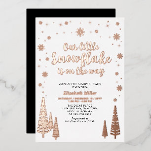 Invitation En Aluminium Baby shower de la forêt d'hiver de Snowflake Real