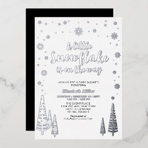 Invitation En Aluminium Baby shower de la forêt d'hiver de Snowflake Real