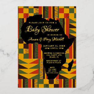 Invitation En Aluminium Baby-Shower de Luxe sur le Thème Tribal Africain