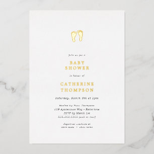 Invitation En Aluminium Baby shower d'empreintes or simples