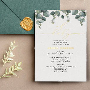 Invitation En Aluminium Baby-Shower Élégant Eucalyptus