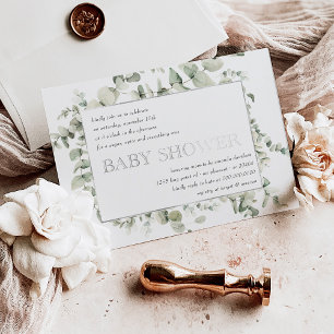 Invitation En Aluminium Baby Shower Élégant Feuillage d'Eucalyptus