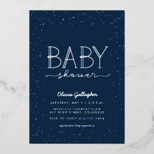 Invitation En Aluminium Baby shower étoile scintille bleu marine