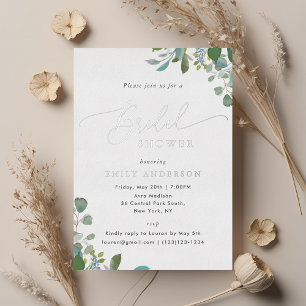 Invitation En Aluminium Baby Shower Fleur d'Eucalyptus en Aquarelle