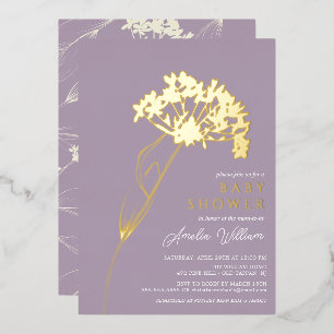 Invitation En Aluminium Baby Shower Fleurs Modernes Lavande