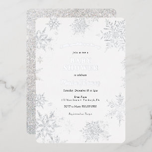 Invitation En Aluminium Baby shower Little Snowflake